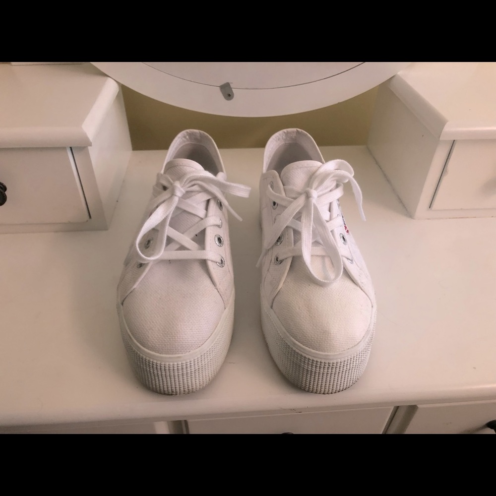 Superga white platform sneakers